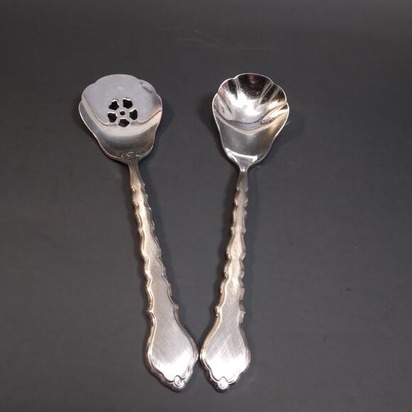 Vtg Oneida Community CELLO Burnished Stainless Sugar Shell Spoon & Jelly Server - Picture 2 of 7